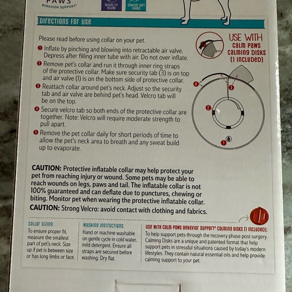 Calm Paws Inflatable Protective Collar Medium Dogs Neck size 10"-13" - Picture 2 of 5